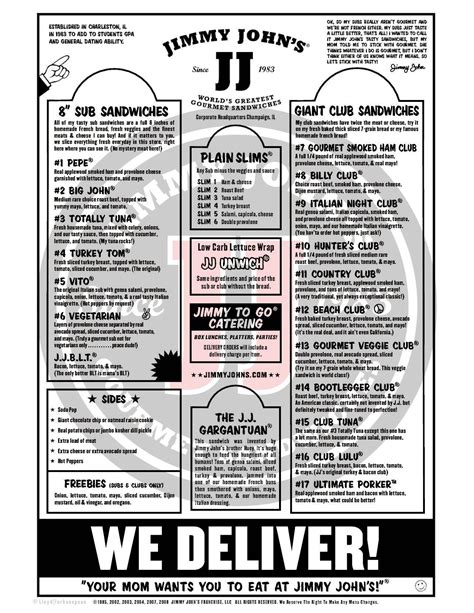 Jimmy Johns has sandwiches near you in Marshfield Order online or with the Jimmy Johns app for quick and easy ordering. . Jimmy john order